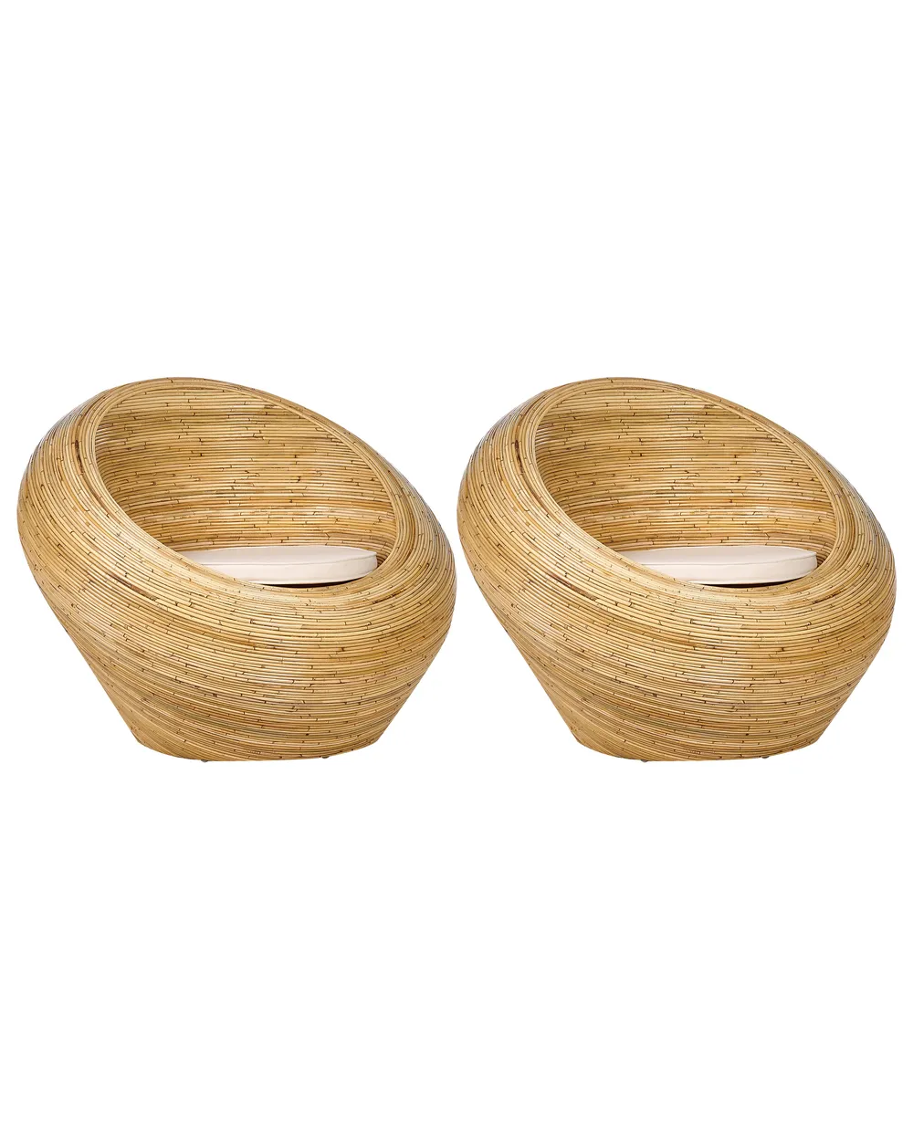 Gartensessel 2er Set MAIORI Rattan Naturfarben