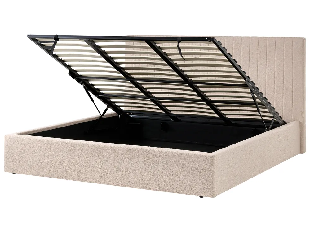 Bett mit Stauraum VION Bouclé Beige 180 x 200 cm_1042731