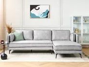 Ecksofa 3-Sitzer ALTAN Samtstoff Hellgrau linksseitig_878515