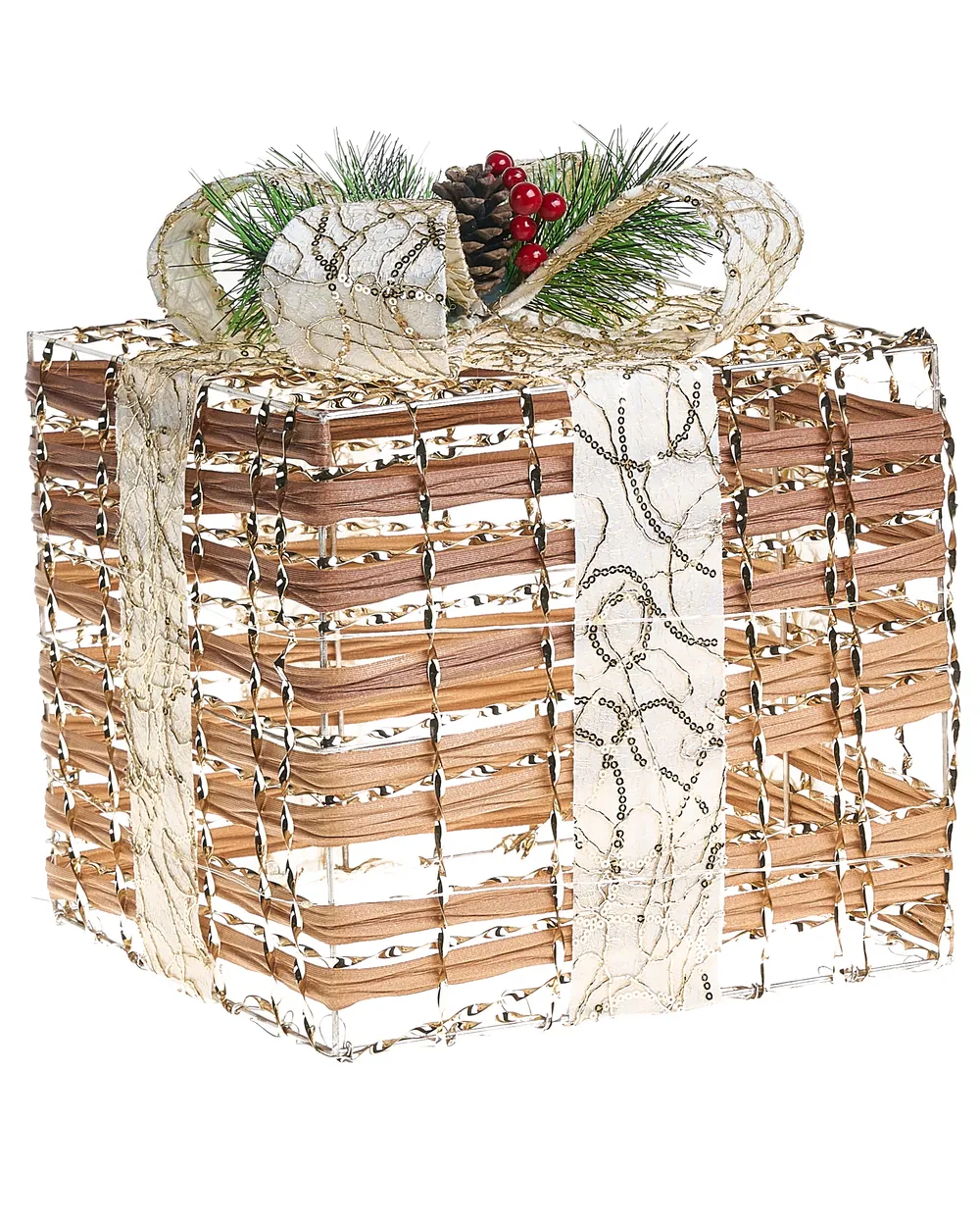 Weihnachtsdekoration 3er Set LED TISSO 20/25/30 cm Weihnachtsgeschenke Braun_1025149