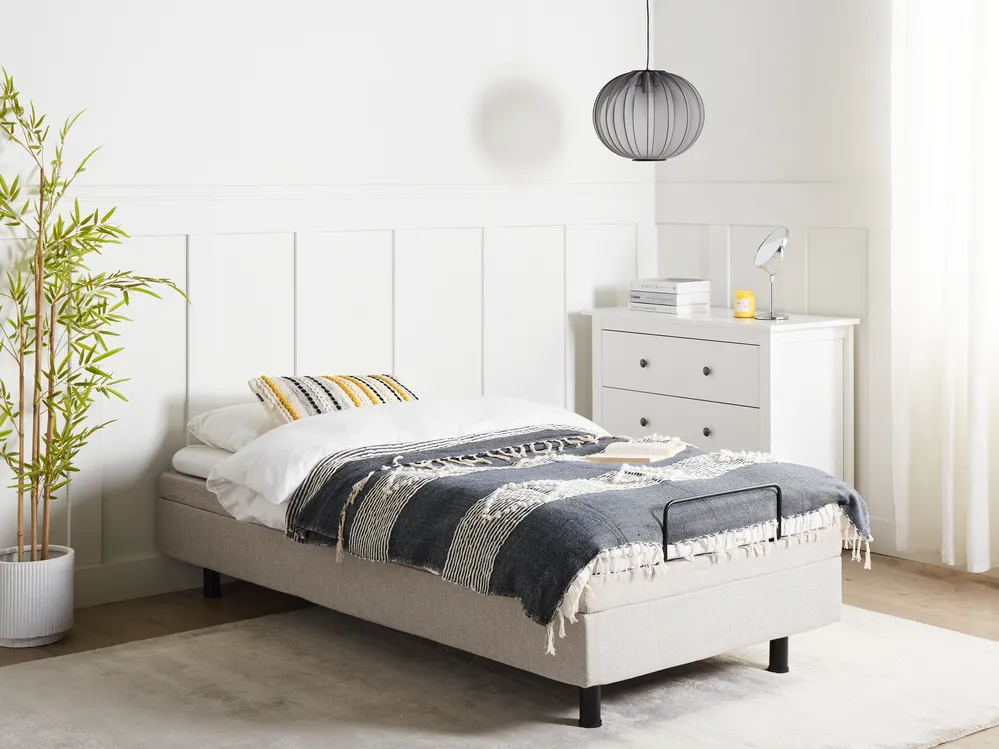 Verstellbares Bett ohne Kopfteil Stoff DUKE 90 x 200 cm Beige