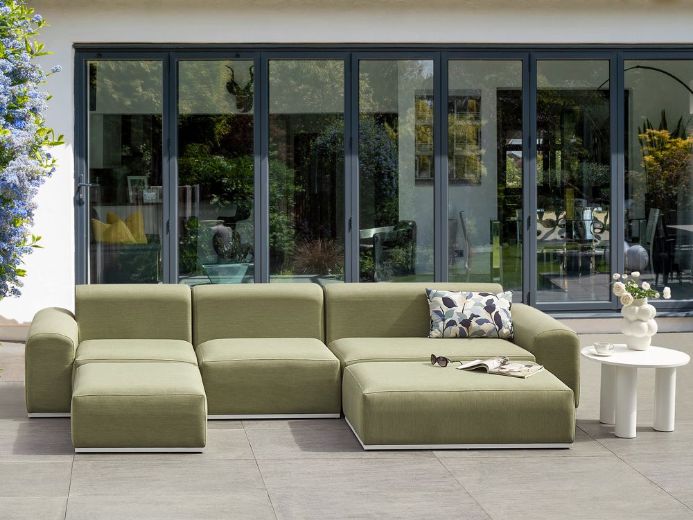 Tuinloungebank met ottomaan 7-zits BATTIFOLLO modulair Olijfgroen