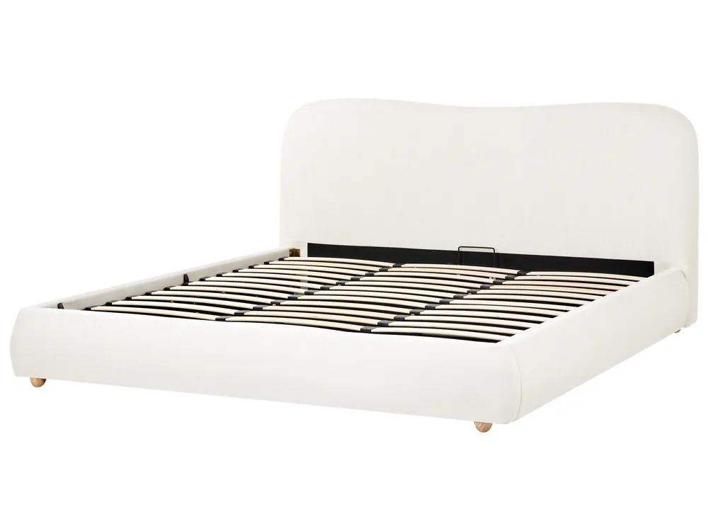 Ottoman Bed BLAGNAC Fabric Off-White 180 x 200 cm (EU Super King)_1073182
