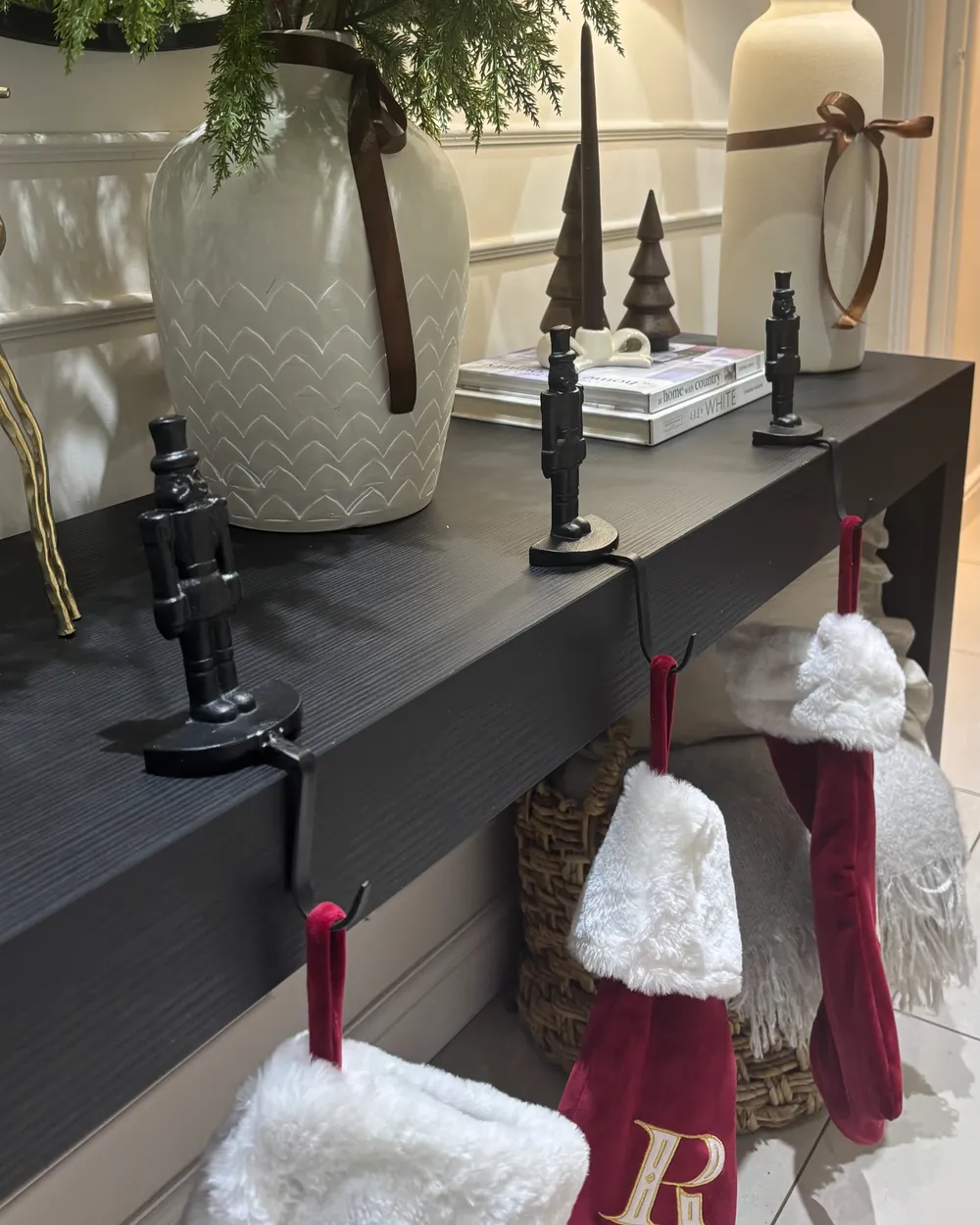 Set of 3 Christmas Stocking Holders KAJAANI 22 cm Nutcracker Black_1039612