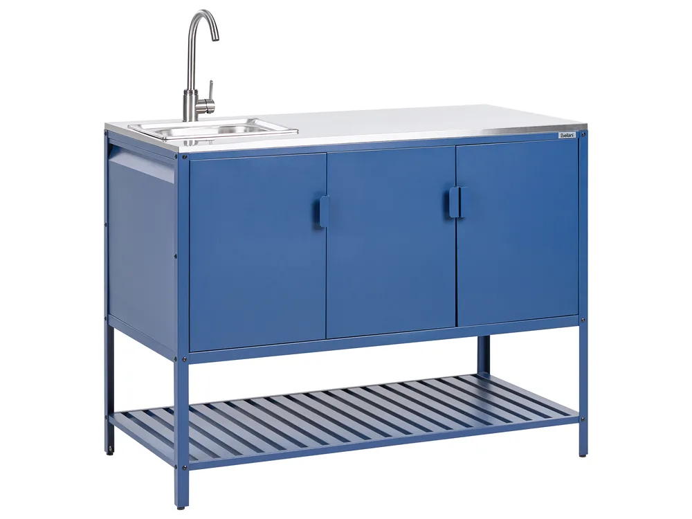 Outdoor-Küchenschrank mit Spüle MAENZA Blau Metall