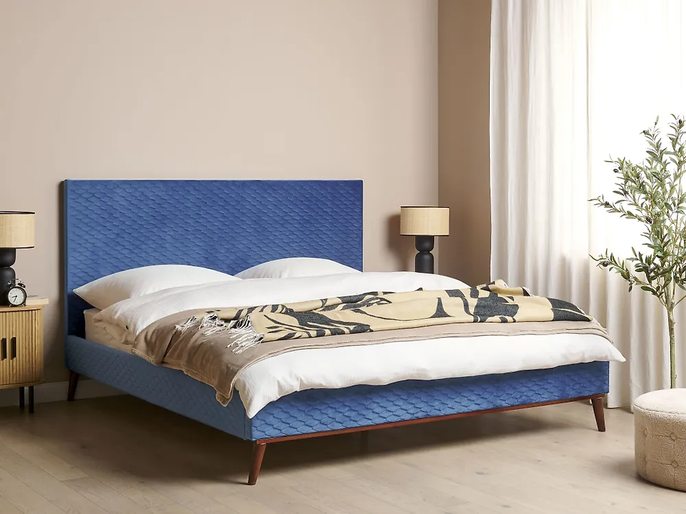 Bed Velvet BAYONNE 180 x 200 cm (EU Super King) Blue_1187197