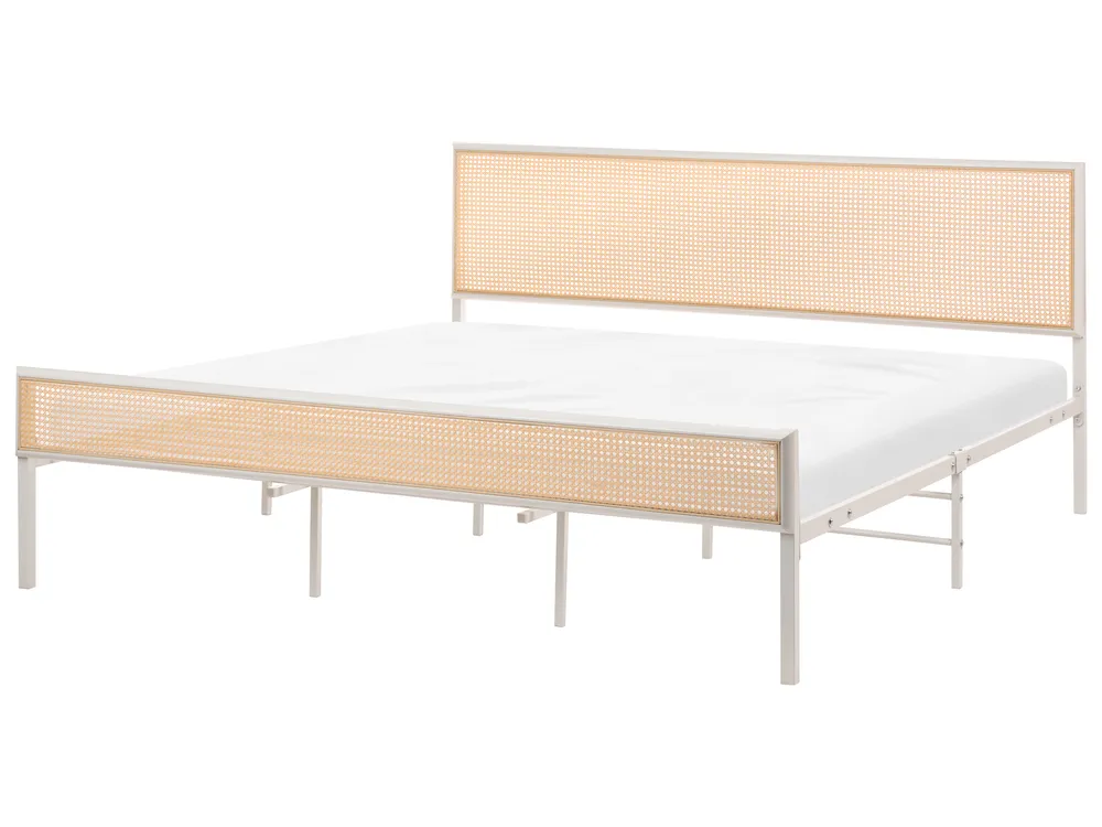 Bett mit Lattenrost Polyrattan AVANTON 180 x 200 cm Beige