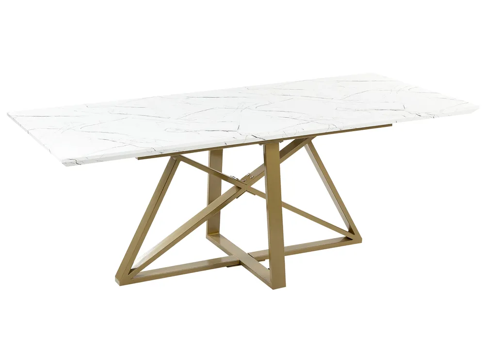 Ausziehbarer Esstisch MAXIMUS Weißer Marmor 160/200 cm 90 cm_850395