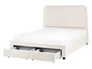 Bed with Storage Drawers SARDENT Boucle Off-White 140 x 200 cm (EU Double)_1009087