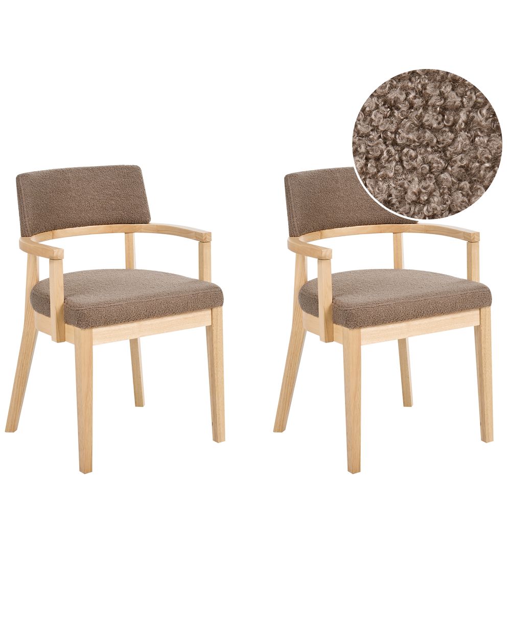 Esszimmerstuhl 2er Set DALBO Bouclé Hellbraun / Taupe