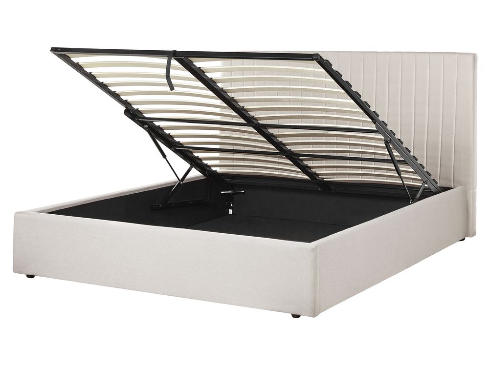 Lit ottoman VION Tissu Beige clair 160 x 200 cm
