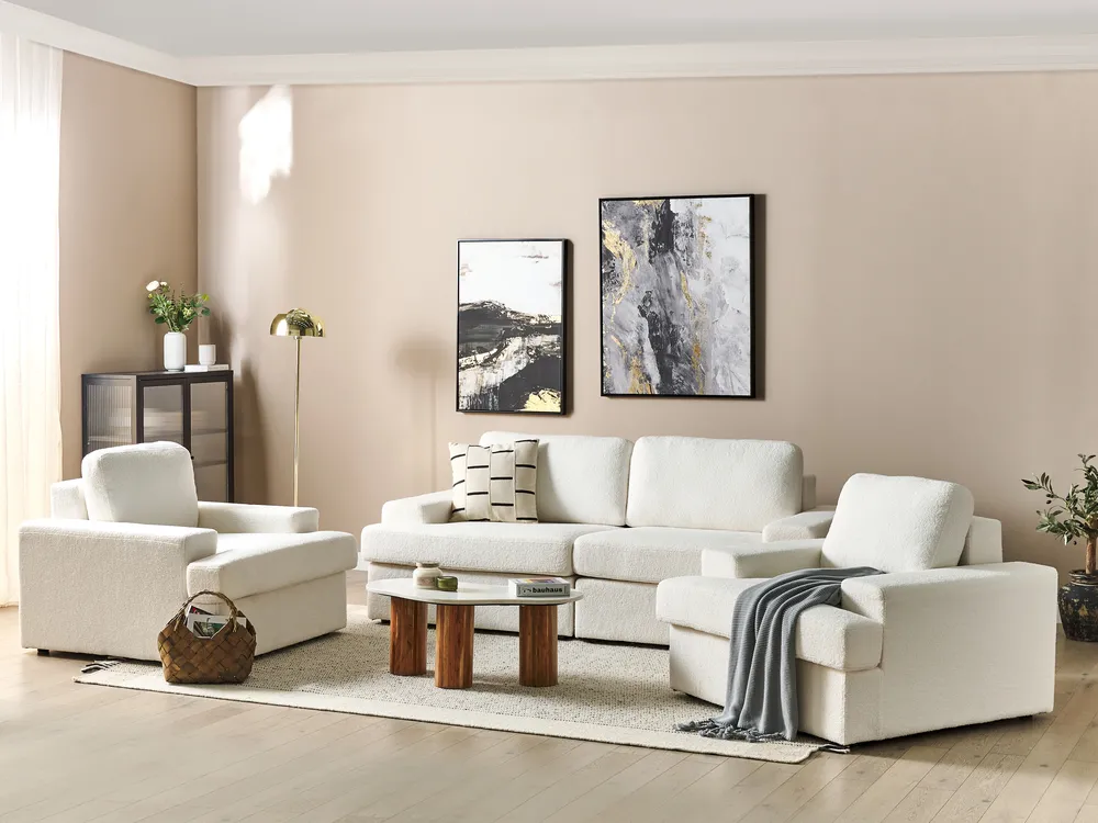 Sofa Set 5-Sitzer ALLA Bouclé Cremeweiß