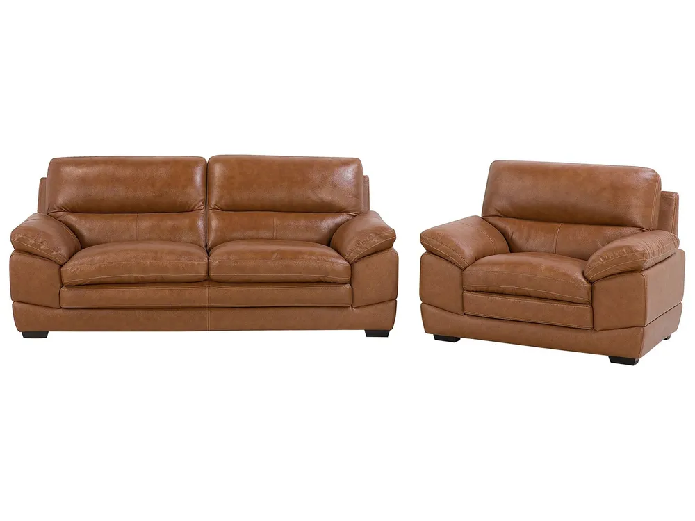Sofa Set 4-Sitzer HORTEN Echtleder Braun