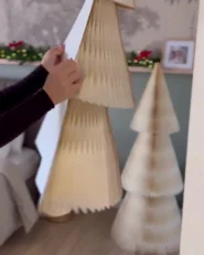 Set of 2 Christmas Decorations VEFSNA 90/122 cm Christmas Tree Beige_1052458