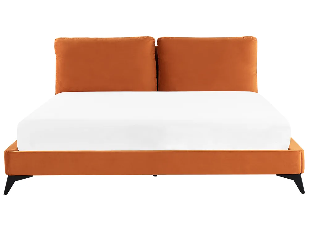 Bett mit Lattenrost Samtstoff MELLE 180 x 200 cm Orange_829898