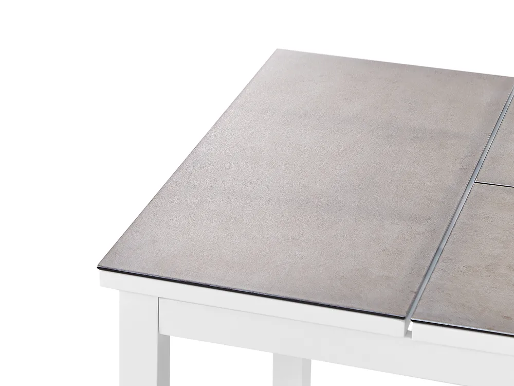 Garten Ecksofa mit Tisch 5-Sitzer MESSINA Metall Sandbeige linksseitig_932089