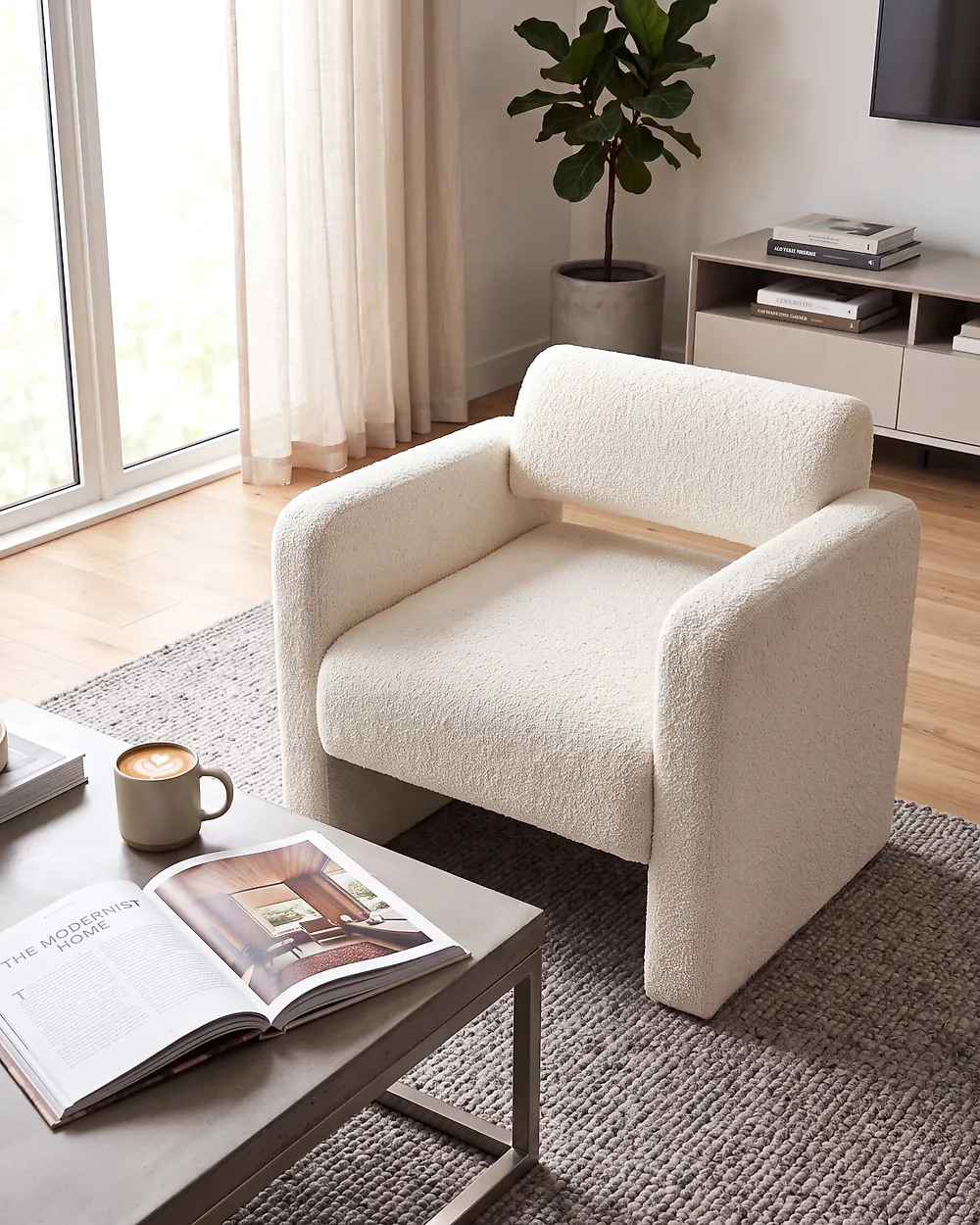 Sessel HALLSBERG Bouclé Cremeweiß_1185247