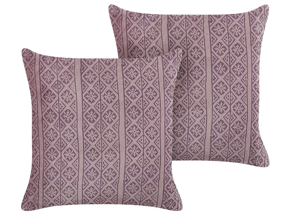 Set van 2 sierkussens SILYBUM 45 x 45 cm Fluweel Roze geometrisch patroon