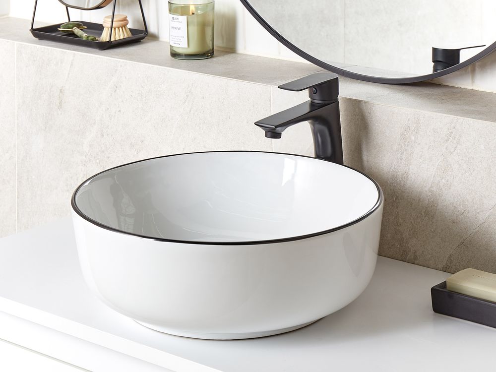Countertop Basin XERT ⌀ 420 mm Ceramic White