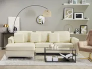 Ecksofa 4-Sitzer OSLO Echtleder Hellbeige rechtsseitig_693516
