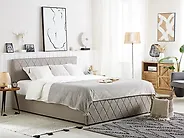Bett mit Stauraum ROCHEFORT Kunstleder Taupe 180 x 200 cm_1179691