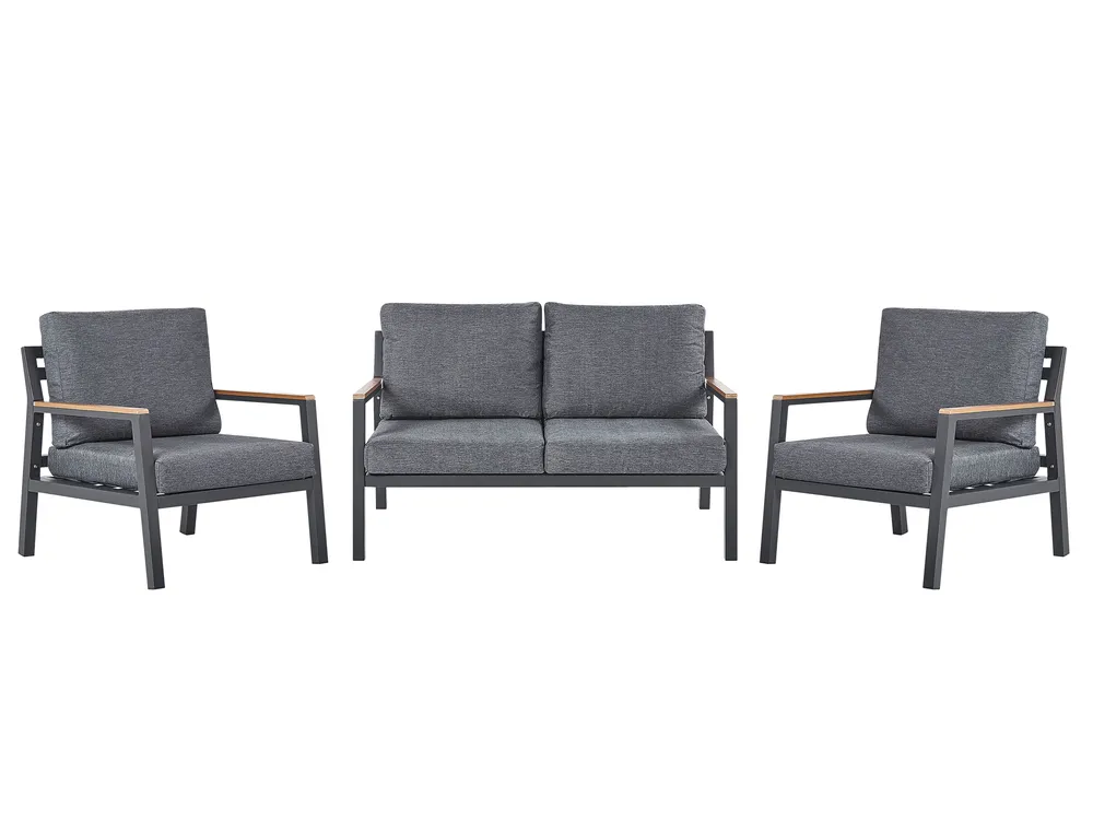 Garden Lounge Set with Table 4 Seater DELIA Metal Grey_798454