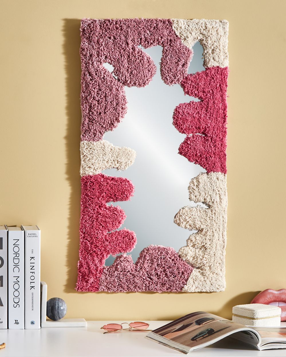 Miroir CAGERI 41 cm 75 cm Coton Rose