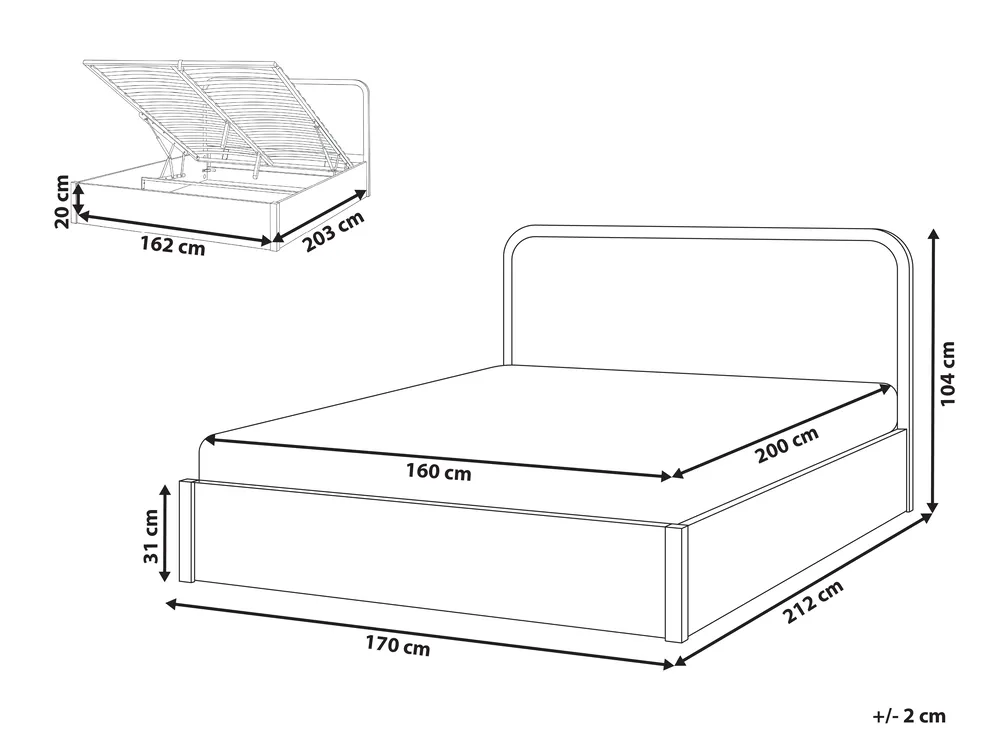 Ottoman Bed PEROUGES Light Brown 160 x 200 cm (EU King Size)_1047703