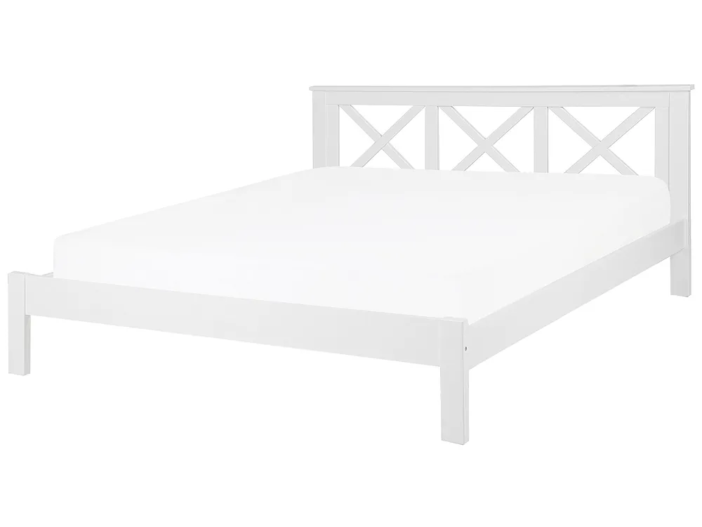 Bed Pine Wood TANNAY 180 x 200 cm (EU Super King) White