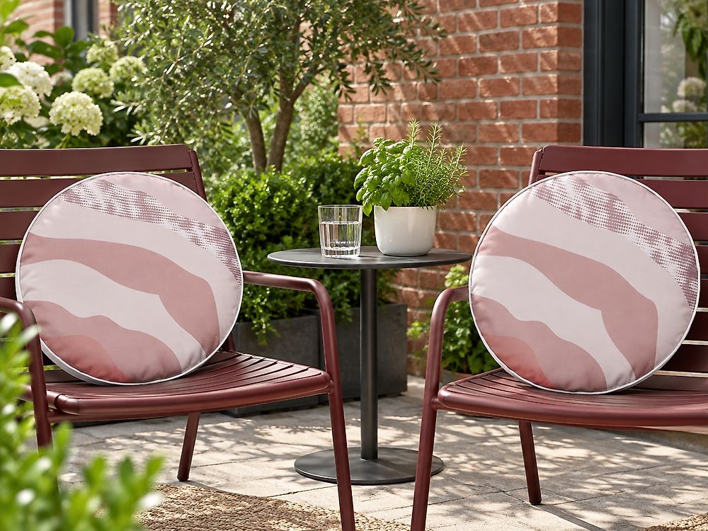 Set of 2 Outdoor Cushions CAMPEI Abstract Pattern 40 x 40 cm Pink