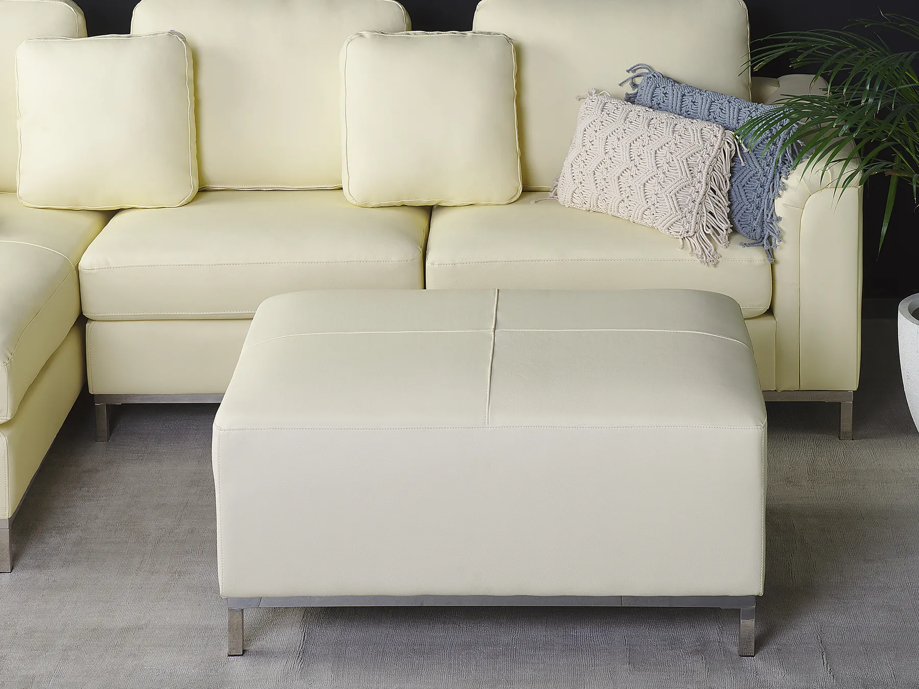 Ottomane OSLO Echtleder Hellbeige_303590