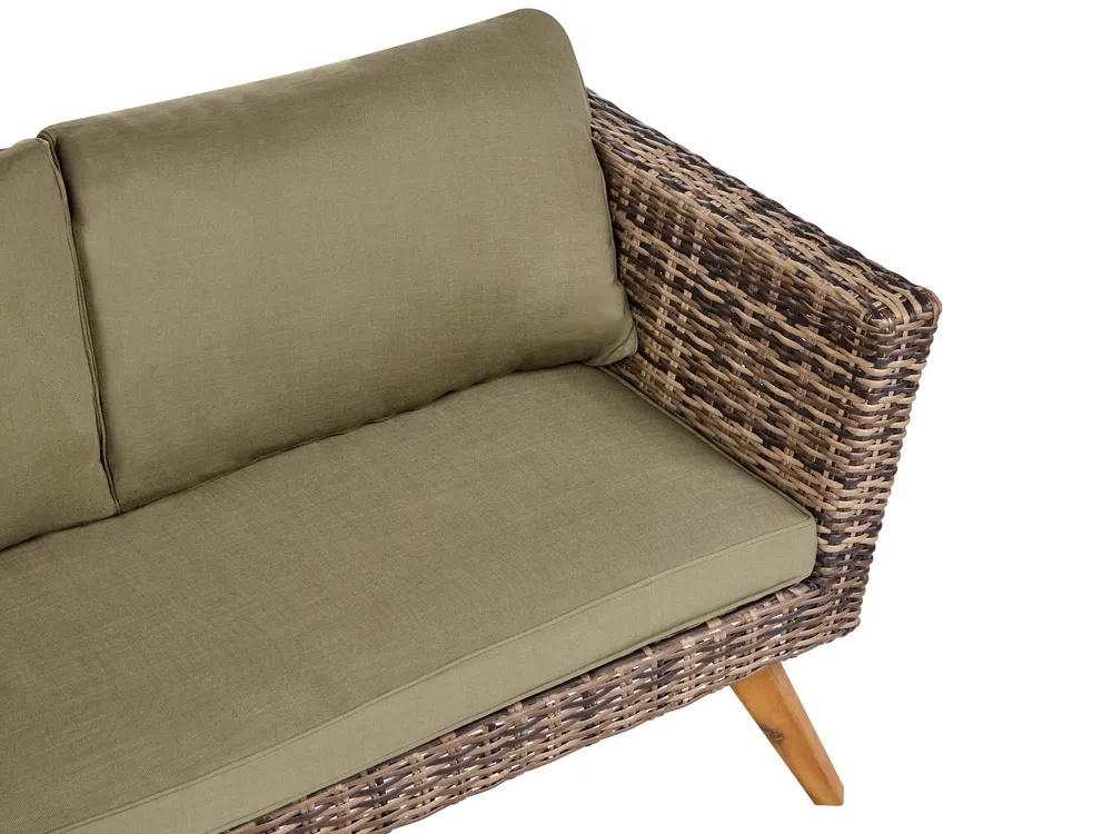 Garden Corner Sofa with Table 6 Seater VITTORIA PE Rattan Olive Green_1091862
