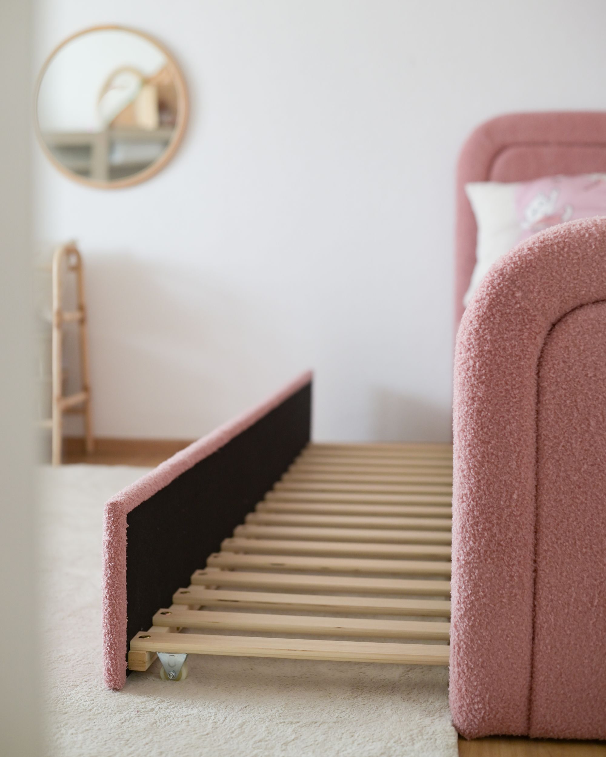 Ausziehbett Bouclé RAYSSAC 90 x 200 cm Rosa_1182525