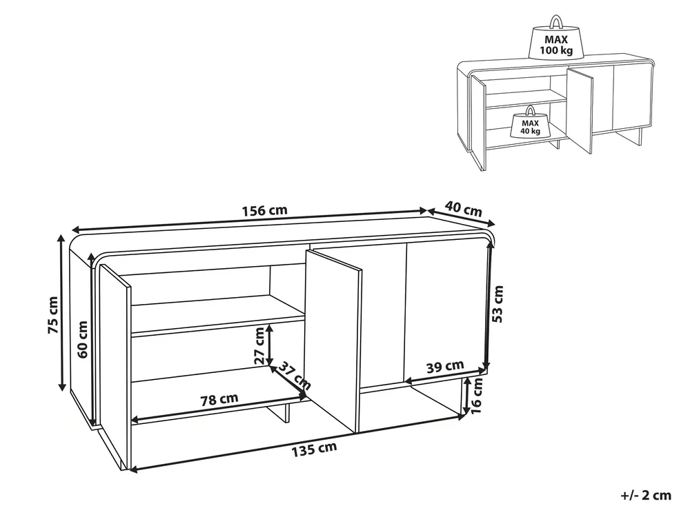 Sideboard mit 4 Türen DELORAINE Hellbraun_1078155
