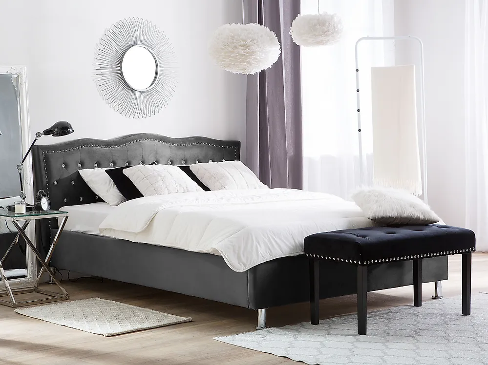 Bed Velvet METZ 180 x 200 cm (EU Super King) Dark Grey_1169573