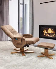 Massage Chair RELAXPRO with Footstool Faux Leather Light Brown_964821