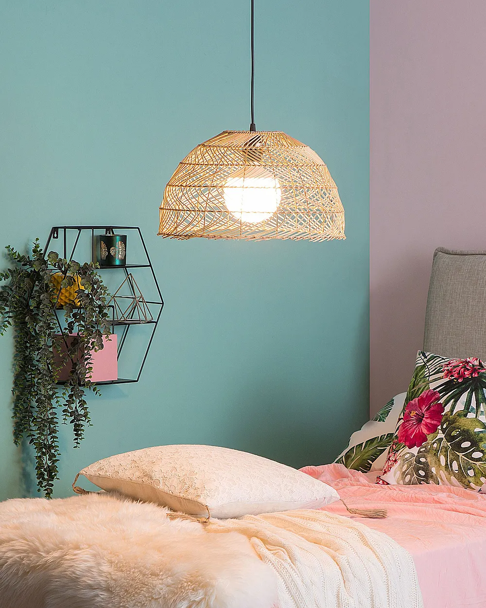 Pendant Lamp SELENGE Rattan Light Brown_1154835