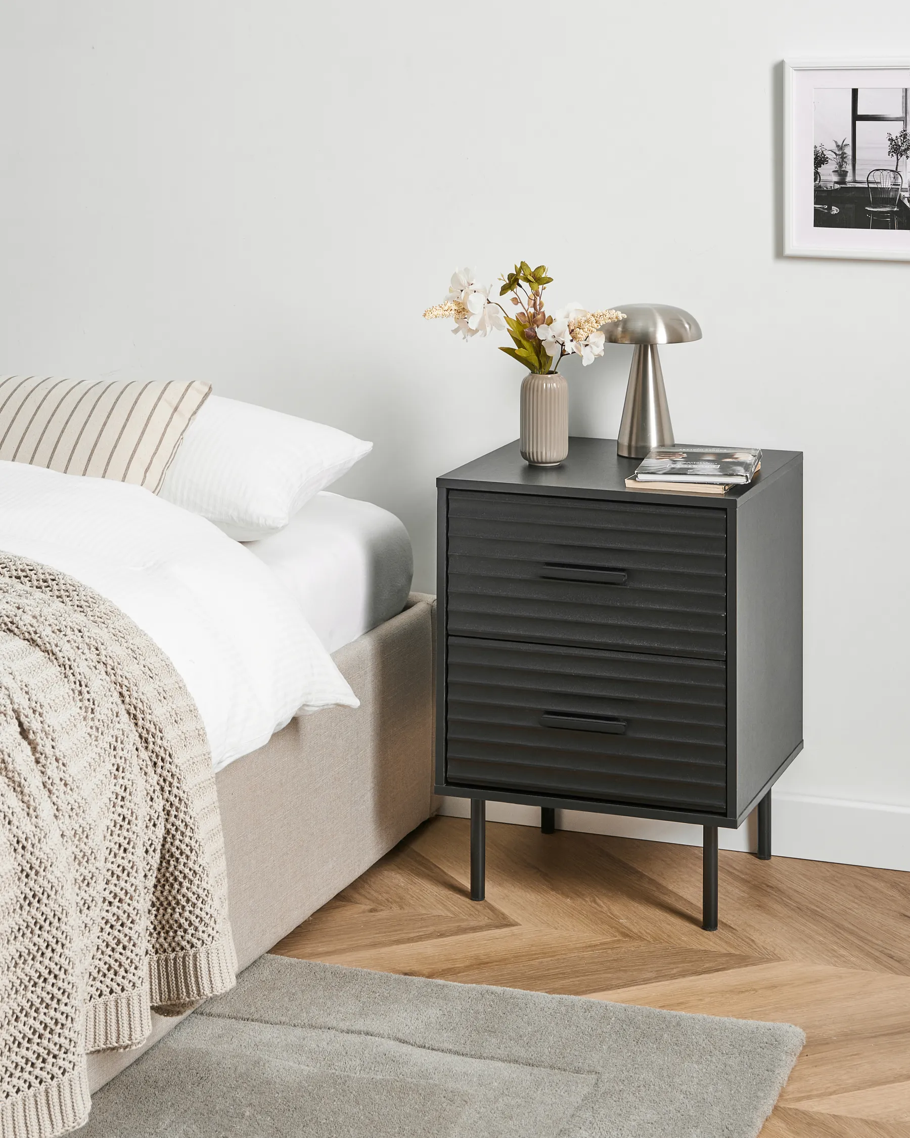 2 Drawer Bedside Table WALGETT Black_1076331