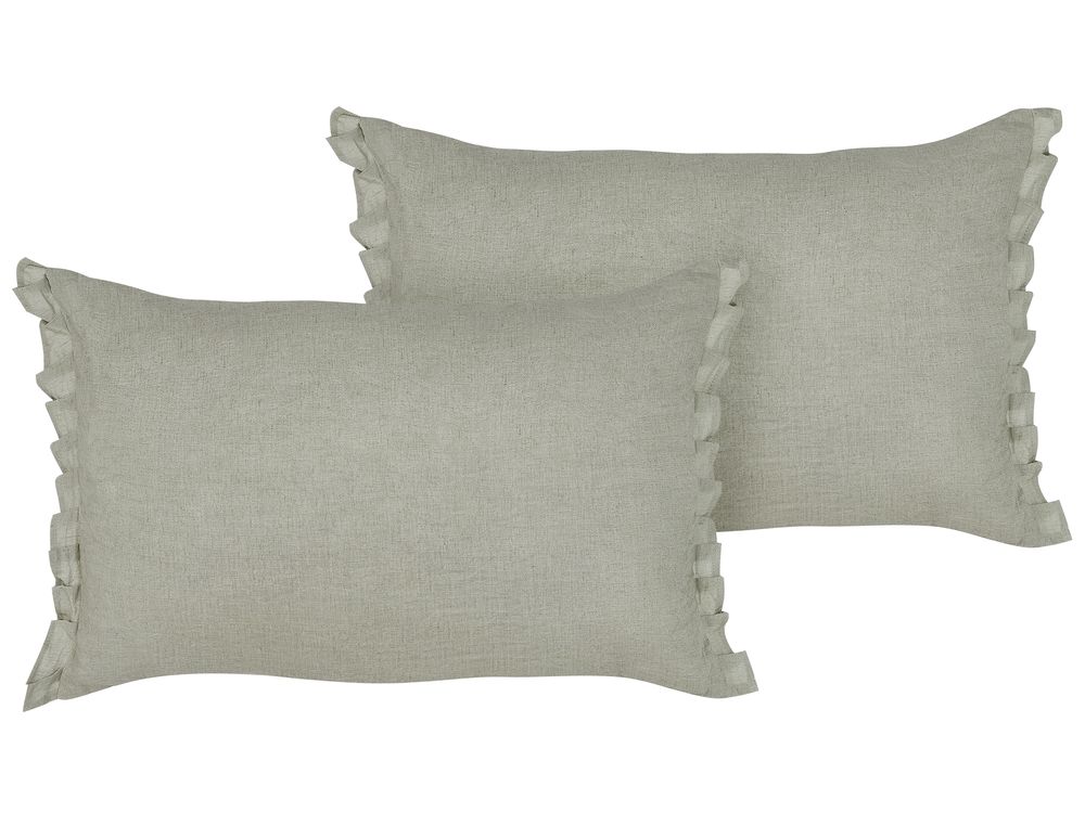 Dekokissen 2er Set SASSAFRAS 30 x 45 cm Leinen Hellgrau Ohne Muster