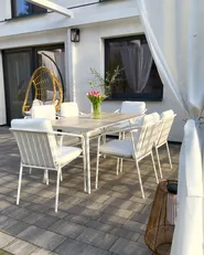 Gartentisch RODALLO 160 cm 90 cm Stein Travertinoptik_1074584