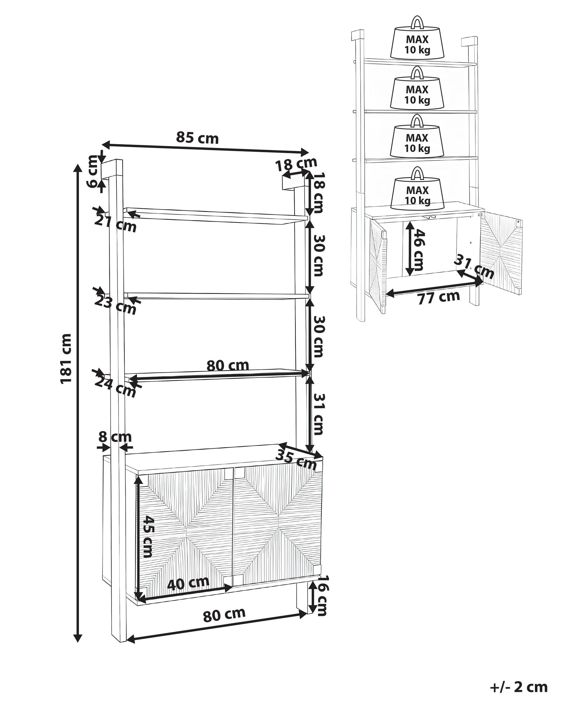 Bücherregal BONDI 181 cm Hellbraun_1029835