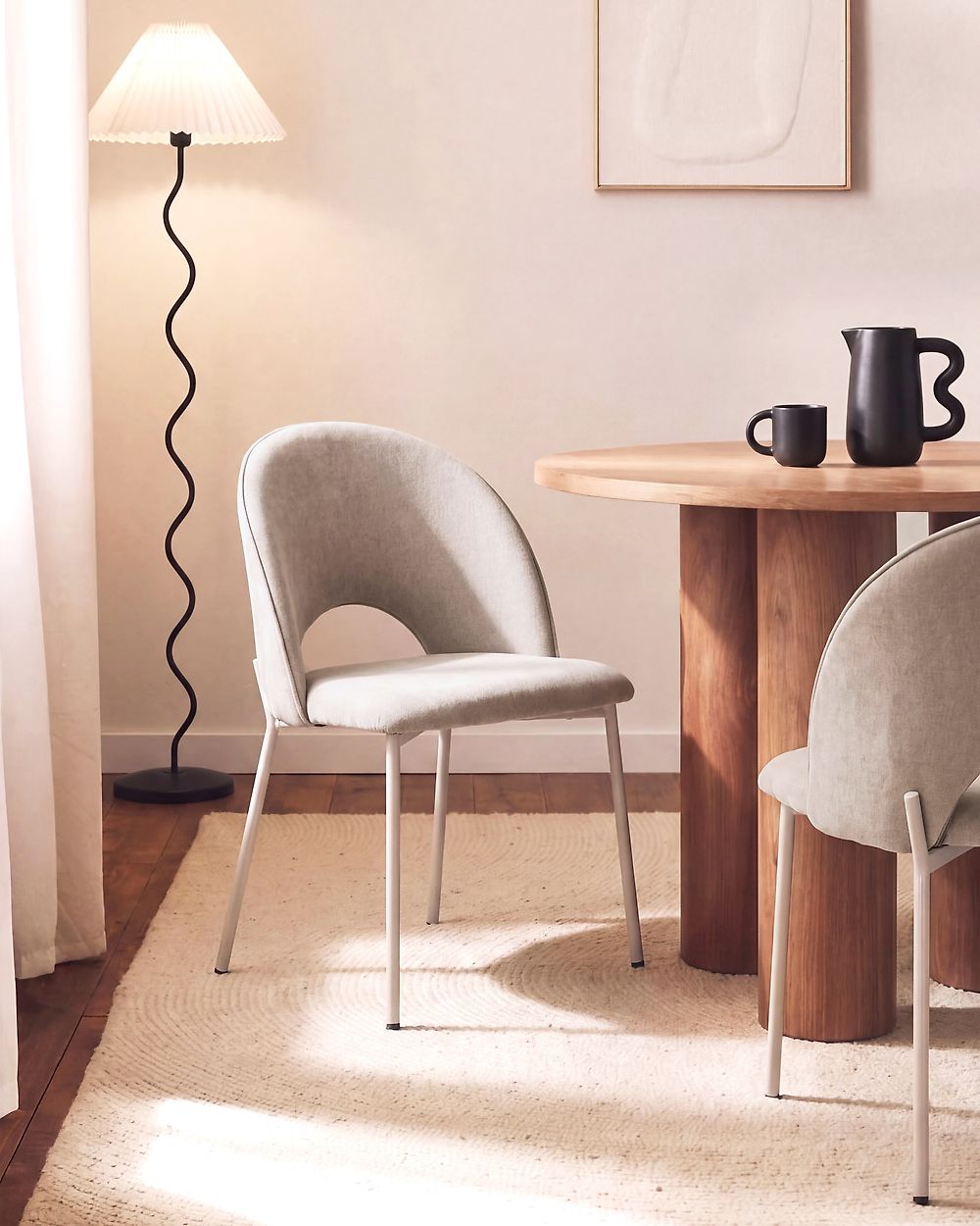 Set of 2 Dining Chairs COVELO Velvet Beige
