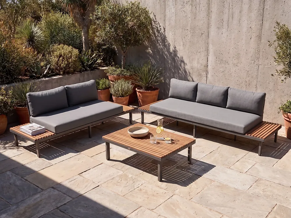 Garden Sofa 2 Seater FIVIZZANO Acacia Wood Dark Grey_1159495