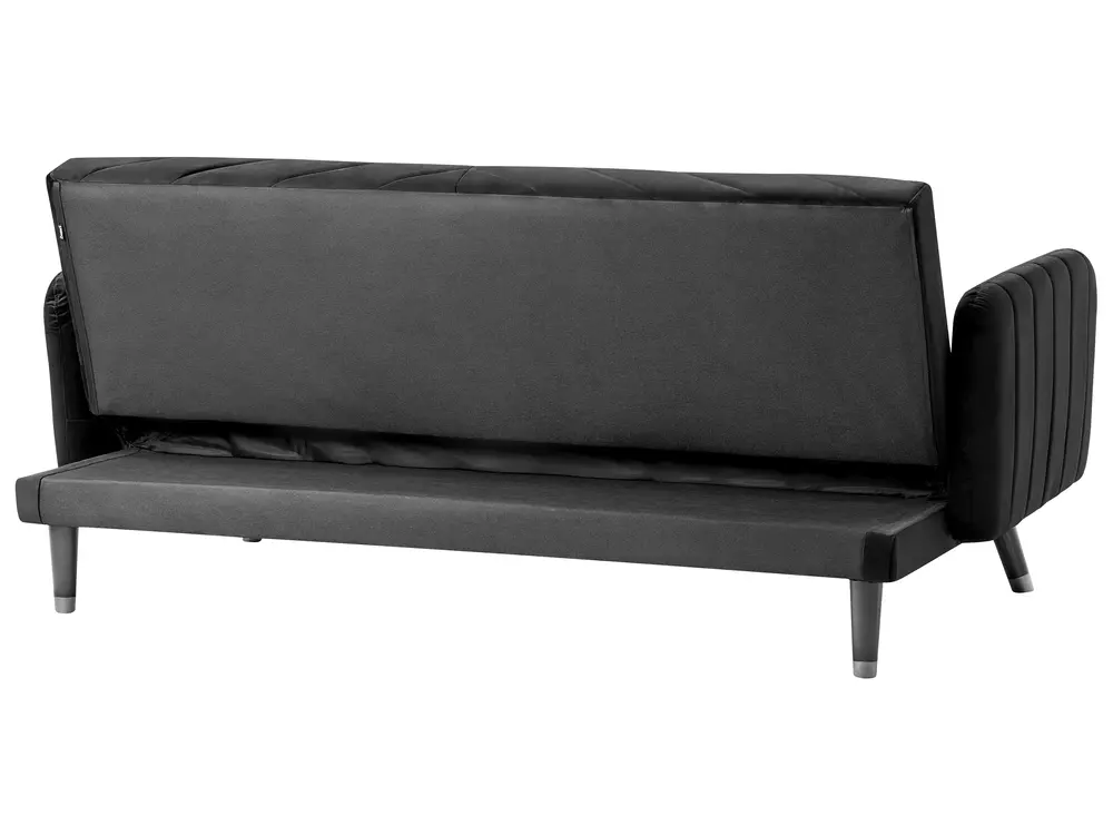 Schlafsofa 3-Sitzer SENJA Samtstoff Schwarz_707192