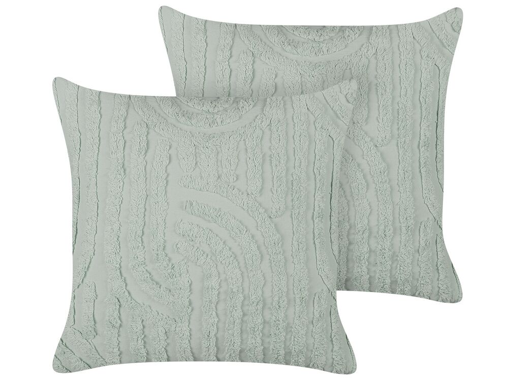 Set of 2 Decorative Cushions TELLIMA 45 x 45 cm Cotton Mint Green Geometric Pattern