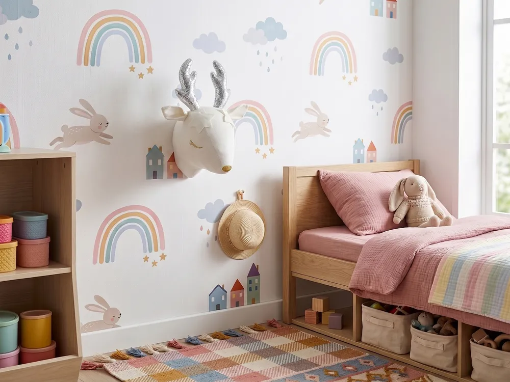 Wanddekoration für Kinder Reh SUZY Baumwolle 29 cm Weiß