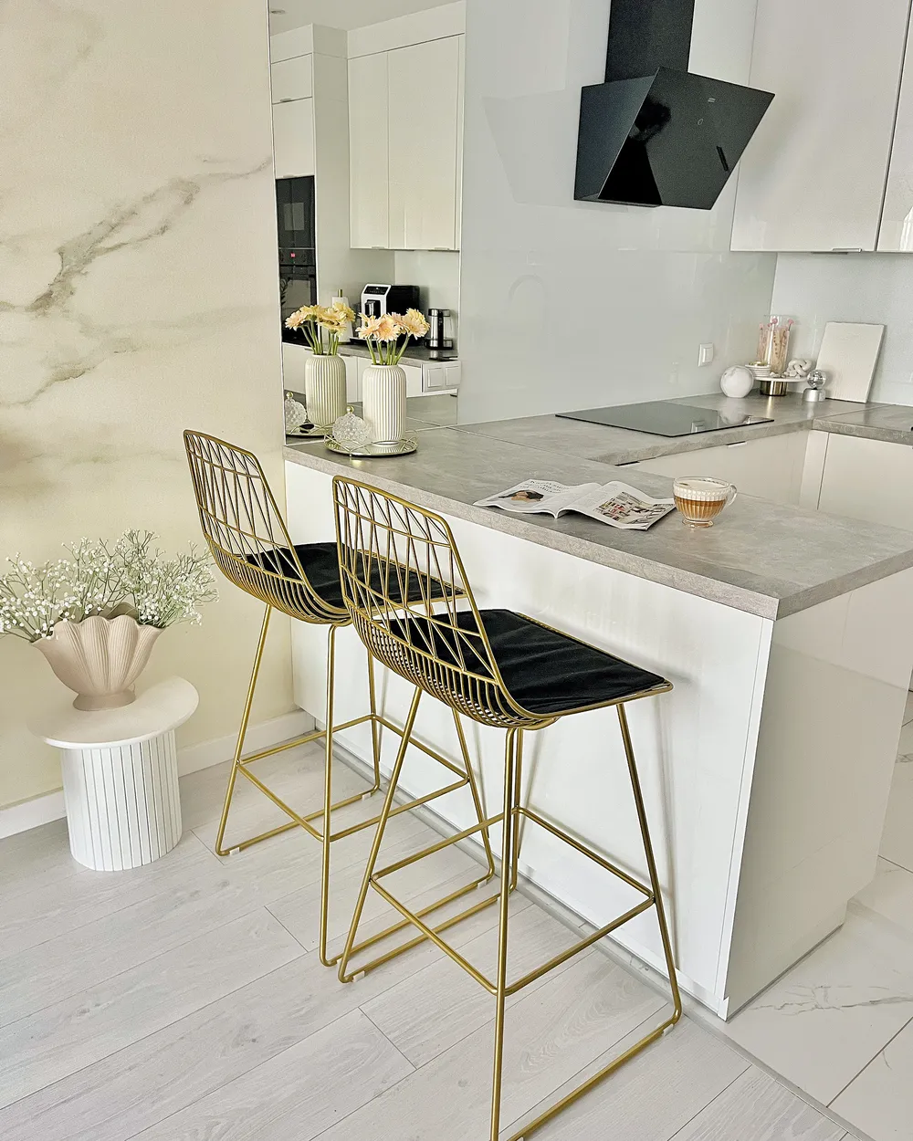 Set mit 2 Barstühlen PRESTON Metall Gold_877954
