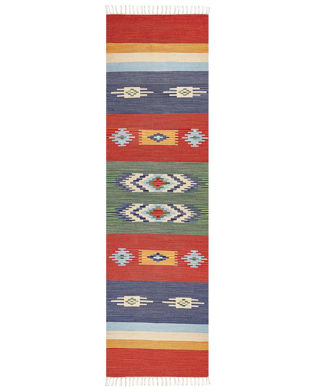 Teppich KAMARIS Bunt 80 x 300 cm Kelim Baumwolle
