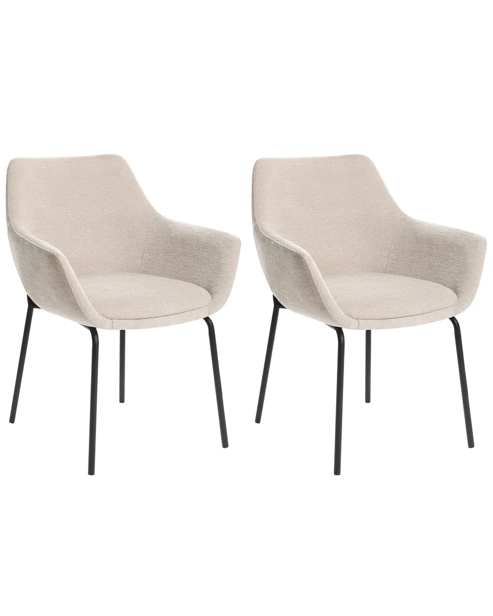 Esszimmerstuhl 2er Set BOWDON Chenillegewebe Hellbeige