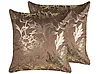 Dekokissen 2er Set MONTIJO 45 x 45 cm Samtstoff Braun Blumenmuster
